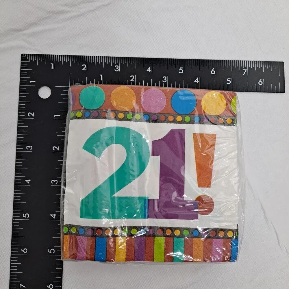 21st Birthday Party Beverage Napkins Amscan 16 Count